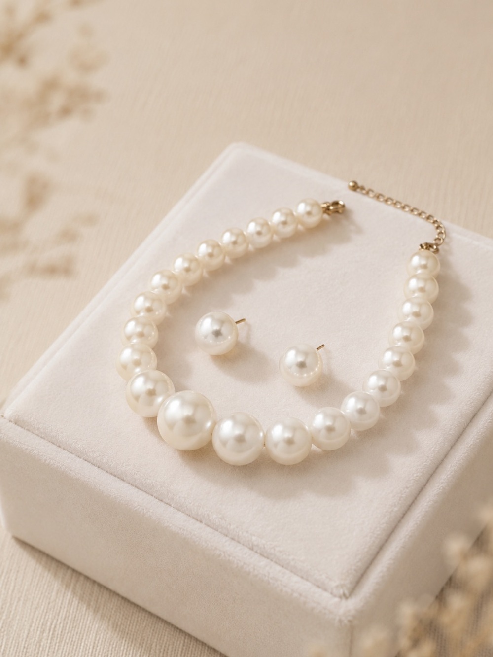 AAA Freshwater Pearl Necklace Earring Set Chunky Choker 16-18” Bridal Statement